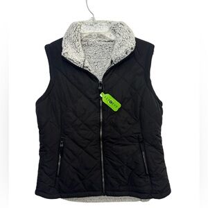Free Country Black Sherpa Reversible Vest Women’s Medium  NWT